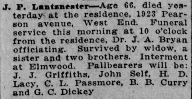 J.P. Lantznester obituary